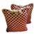 Pierre d'Argent Savoia Red Umber Velvet Dot Decorative Accent Pillows- Set of 2 For Sale