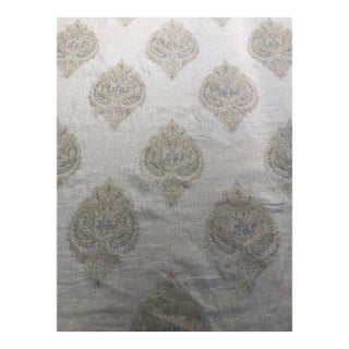 Eugene Print; Beige with Silver Colefax & Fowler Embroidery Fabric- 3 Yards For Sale