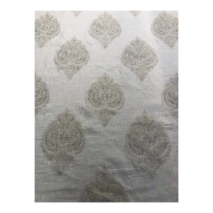 Eugene Print; Beige with Silver Colefax & Fowler Embroidery Fabric- 3 Yards