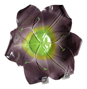 10" Handmade Mustardseed and Moonshine Daylily Midnight Magic Botanical Purple Serving Bowl