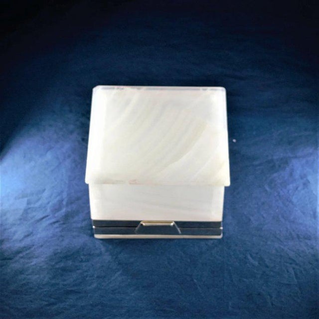 English Lapis Inlay Onyx Box For Sale - Image 3 of 13