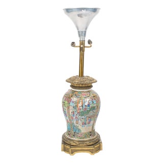 Large Table Lamp in Satsuma Porcelain and Gilt Bronze, 19th Century For Sale