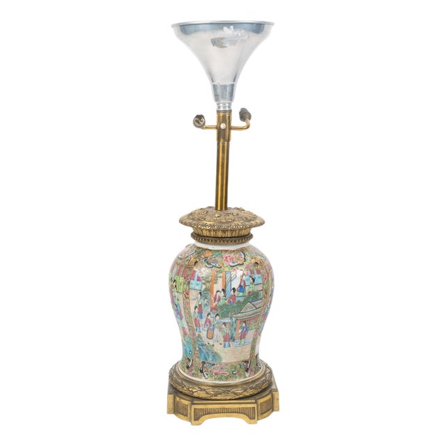 Large Table Lamp in Satsuma Porcelain and Gilt Bronze, 19th Century For Sale