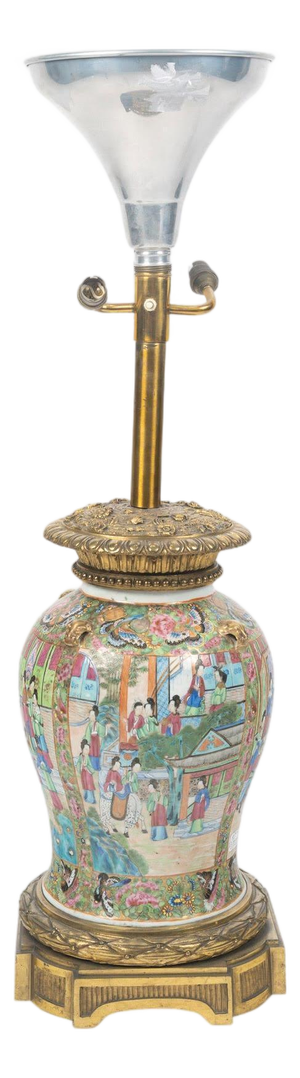 Large Table Lamp in Satsuma Porcelain and Gilt Bronze, 19th Century