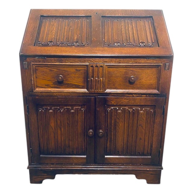 Vintage Oak Writing Secretary in Oak with Fall-Front For Sale