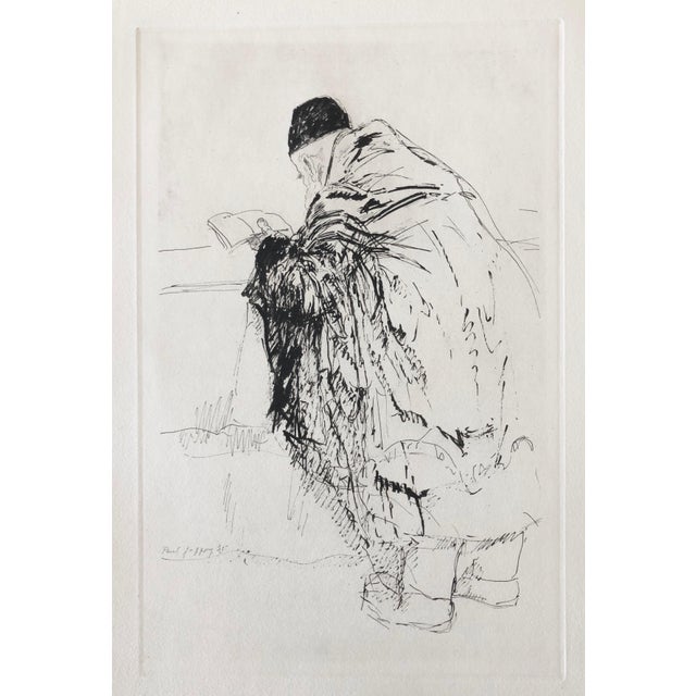 . "La priere." Chassidic Rabbi, Rabbi praying with open book. Judaica, Jewish scenes from a ghetto. Saul Yaffie, a.k.a....