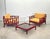 1970s bamboo living room set by Vivai del Sud, two armchairs and a coffee table (83x80x26h cm) with a smoked glass top,...