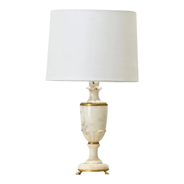 Italian Empire Style Carved Marble Table Lamp For Sale