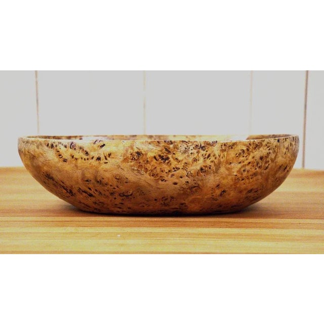 Brown Swedish Curly Birchwood Bowl, 1950s For Sale - Image 8 of 13