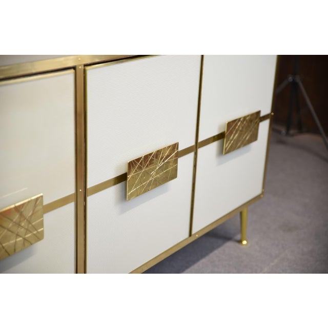 Gold Sideboard with White Murano Glass from Justfurnituress SRL For Sale - Image 8 of 13