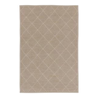 Rug & Kilim’s Scandinavian-Inspired Rug, Geometric Diamond Lattice in Beige For Sale
