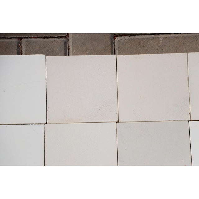 Art Deco 1900s Portuguese Large Antique White & Cream Tiles Set of 32 For Sale - Image 3 of 18