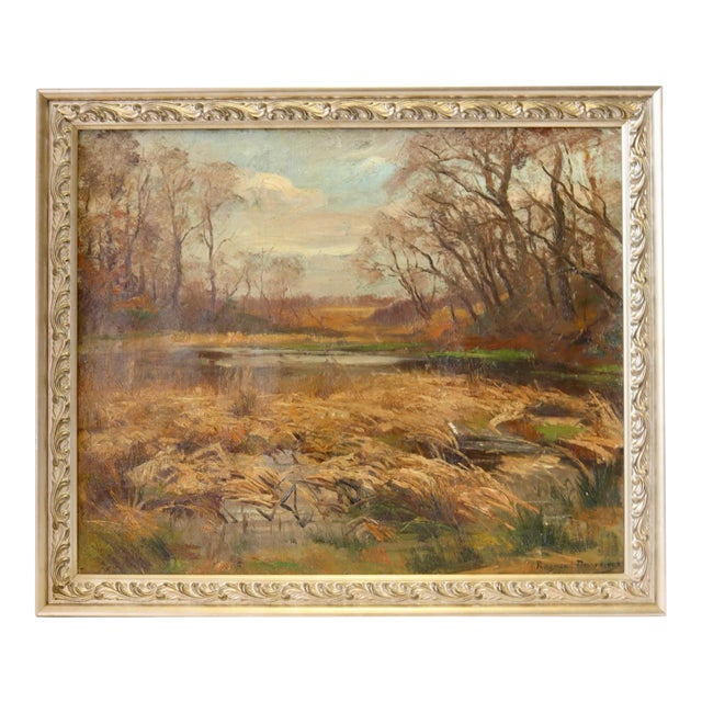 Midcentury Framed French Rural Pastoral Painting For Sale