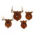 Set of 4 Vintage Mounted Deer Antlers With Leather and Brass Tacks For Sale