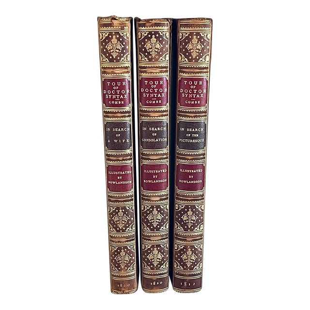 Fine Leather Bindings - Books by William Combe - The Three Tours of Reverend Doctor Syntax - 3 Volumes For Sale