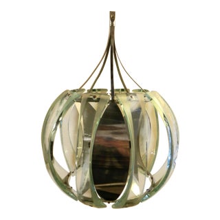 1960s Chrome and Glass Paneled Pendant Light For Sale