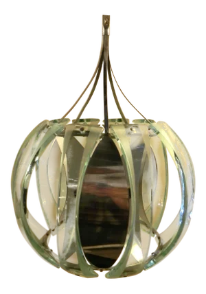 1960s Chrome and Glass Paneled Pendant Light