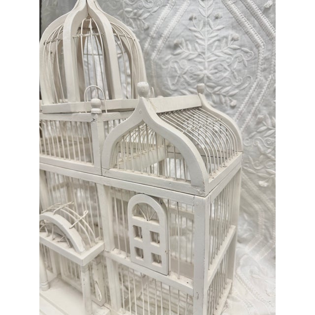 1960s Architectural White Decorative Birdcage With Domed Pavilion Silhouette For Sale - Image 4 of 6