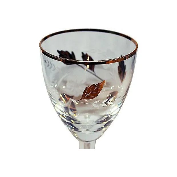 Crystal & 22K Gold Decanter & Five Glasses For Sale - Image 4 of 6