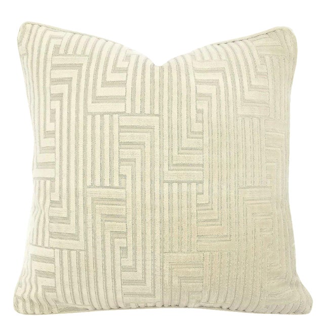 Groundworks Louvered Maze in the Color Beige Pillow Cover - 20” X 20” For Sale