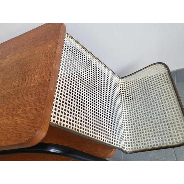 1950s Vintage Coffee Table with Magazine Rack in Steel and Beech Wood, 1950s For Sale - Image 5 of 15