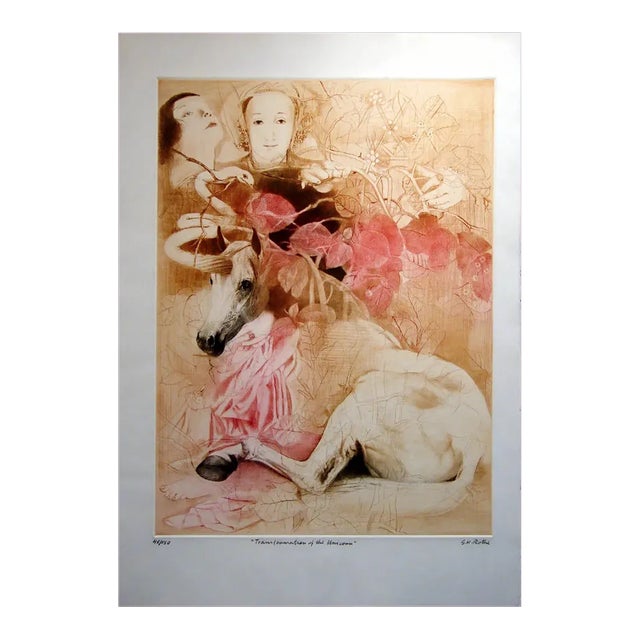 G H Rothe the Transformation of the Unicorn Brown Hand Signed Mezzotint For Sale