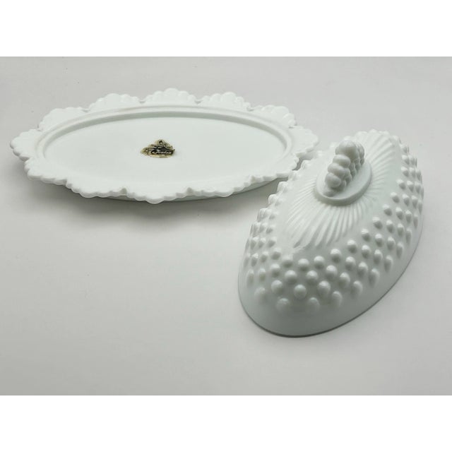Farmhouse Mid 20th Century Fenton Hobnail Milk Glass Butter Dish For Sale - Image 3 of 10