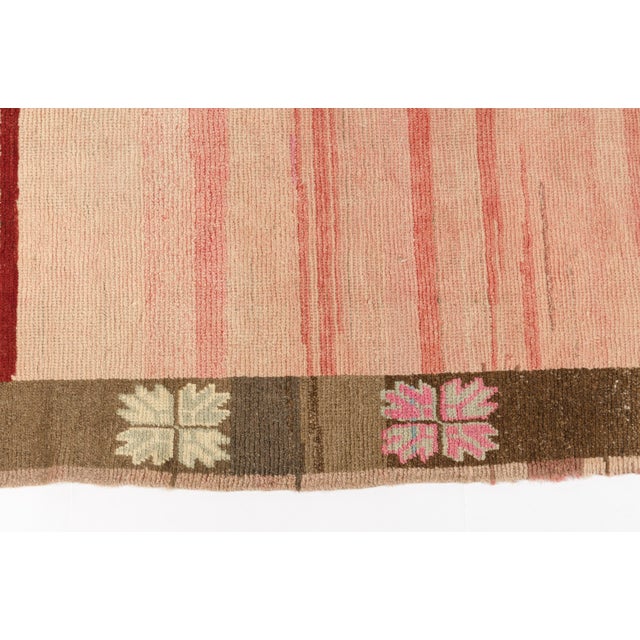 Soft Pink & Earthy Brown Vintage Rug For Sale - Image 6 of 10