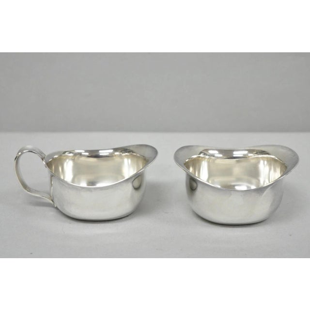 Vintage Carl Cohr Denmark Mid Century Modern Silver Plated Creamer & Sugar Bowl For Sale - Image 10 of 10