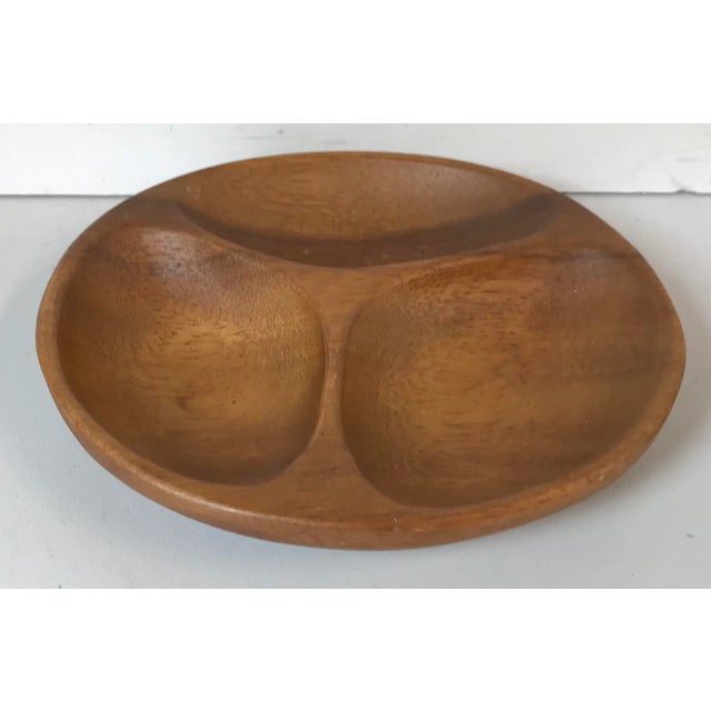 Vintage Divided Wooden Nut Bowl For Sale - Image 4 of 4