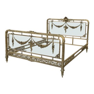 19th Century French Belle Époque Bronze Iron Full Bedframe For Sale