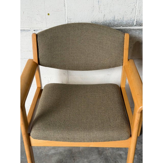 Høng Stolefabrik Høng Stolefabrik Beech Wood Upholstered Dining Armchairs Set of 2 Danish Vintage 1990s For Sale - Image 4 of 12