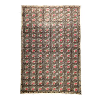 Mid 20th Century Modern Tribal Kilim Rug With Floral Grid Motif – Handwoven Heritage With Graphic Symmetry -' 5'' X 7' 7'' For Sale