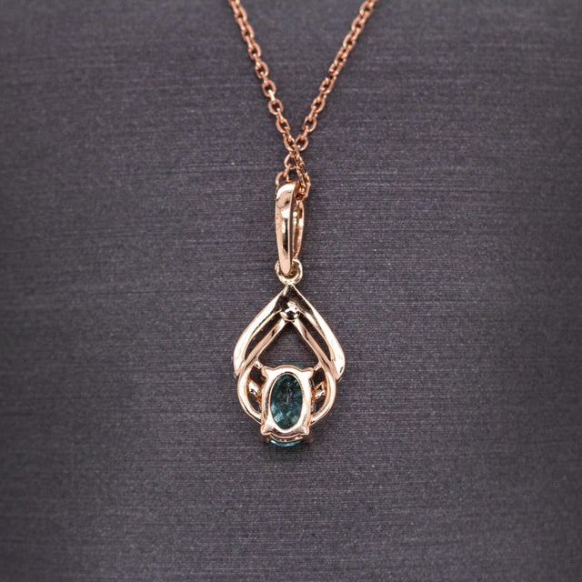 Afghan Tourmaline Pendant W Earth Mined Diamond Accents in 14k Solid Rose Gold For Sale In Columbus - Image 6 of 7