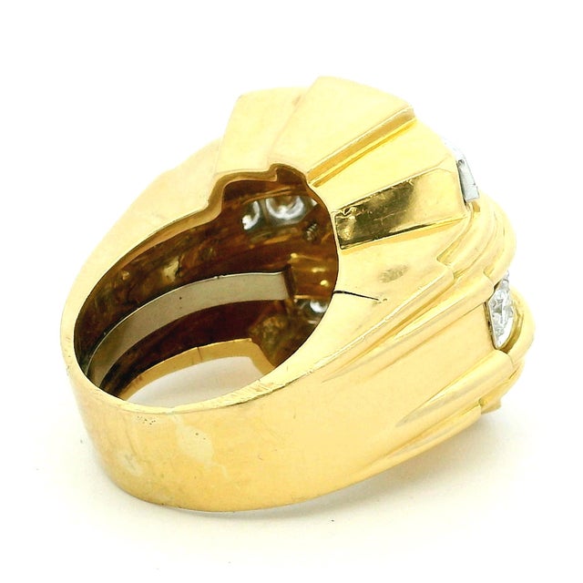 David Webb Vintage David Webb 18k Gold & Platinum Diamond Band Ring, Size 8 For Sale - Image 4 of 14