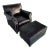 TexStyle Custom Black Aniline Leather Club Chair and Ottoman For Sale