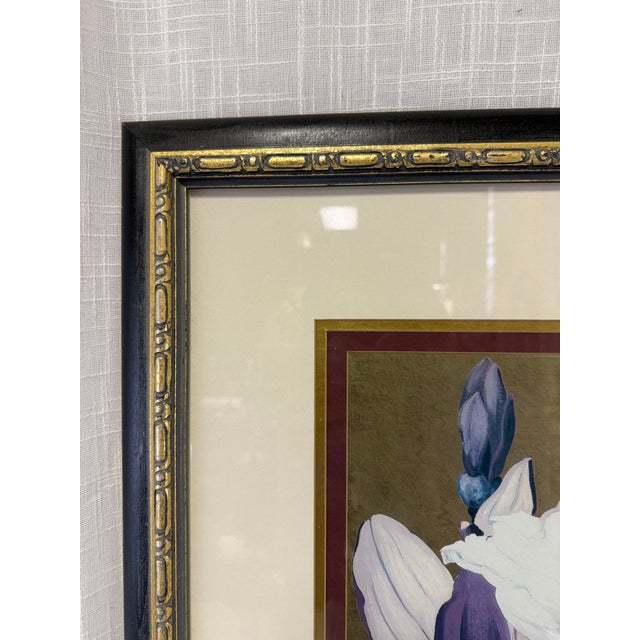 Gold Vintage Palm Beach Regency Framed Cockatoos on Cup of Gold Vine Reproduction Print For Sale - Image 8 of 10