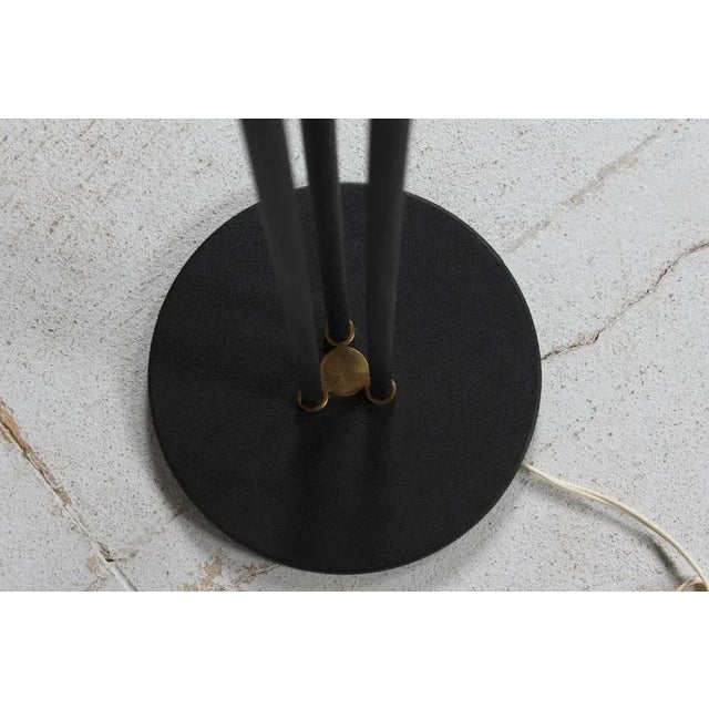 Metal 3-Armed Floor Lamp in Brass and Black Lacquered Metal in the Style of Josef Frank, 1950s For Sale - Image 7 of 13