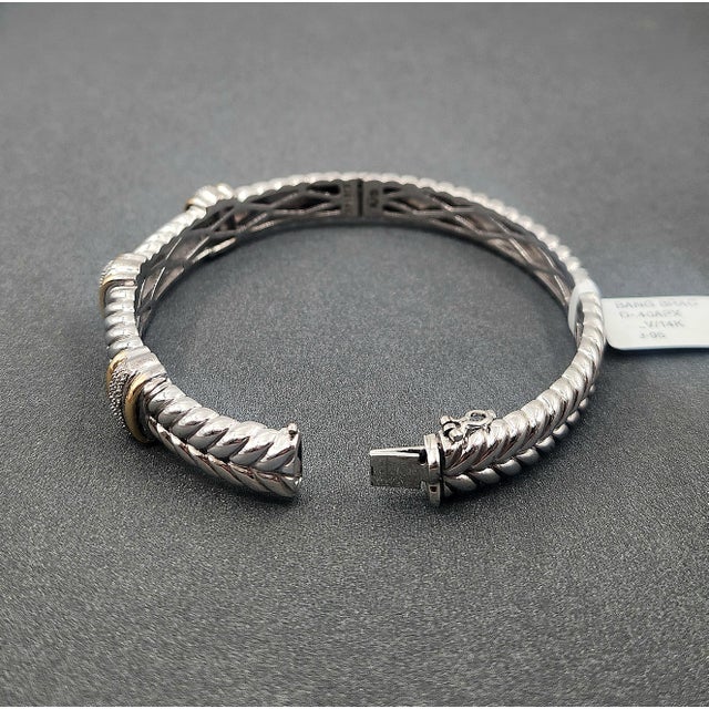 Alwand Vahan Sterling Silver 14k Gold Diamond Bangle Bracelet For Sale In Chicago - Image 6 of 8