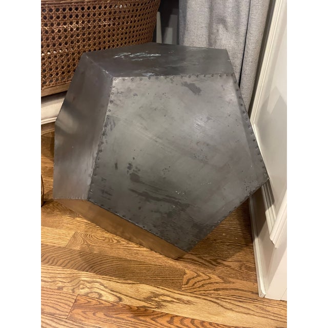 Modern Senet Zinc Geometrical Stool/ Side Table For Sale - Image 3 of 5