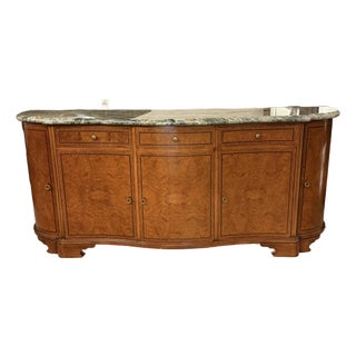 Custom Design Louis XVI–Style Marble Top + Burl Credenza For Sale