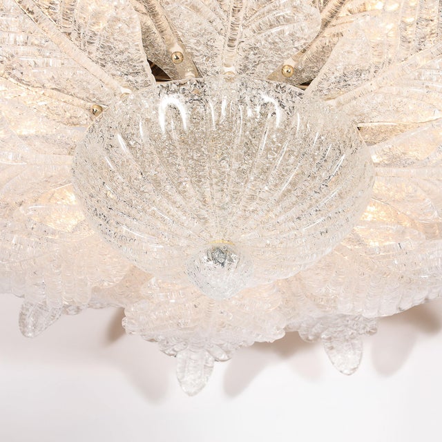 Modernist Hand-Blown Mottled Murano Glass Acanthus Flush Mount For Sale - Image 4 of 18