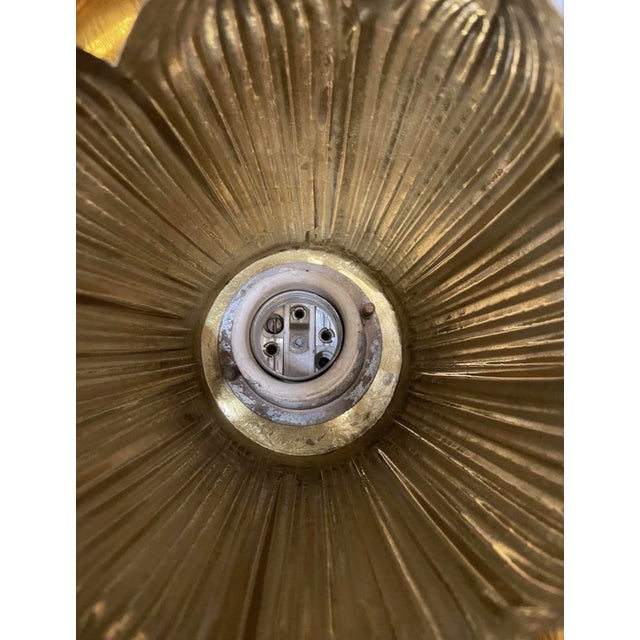 Vintage Plug in Light Chandelier Brass Feldman Lotus Flower Pendant Mid Modern For Sale - Image 11 of 15