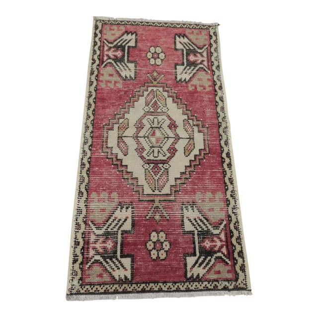 1980s Traditional Red Old Doormat Rug For Sale