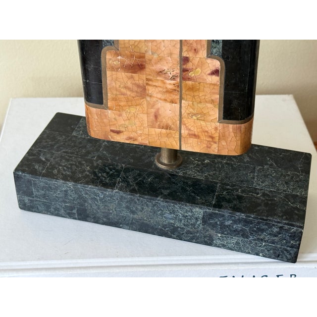 Black 1980's Maitland-Smith Tessellated Stone Kimono With Inlaid Brass Banded Details For Sale - Image 8 of 10