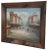 "Vintage French impressionist oil on canvas cityscape painting of a large street plaza flanked with awning trimmed...