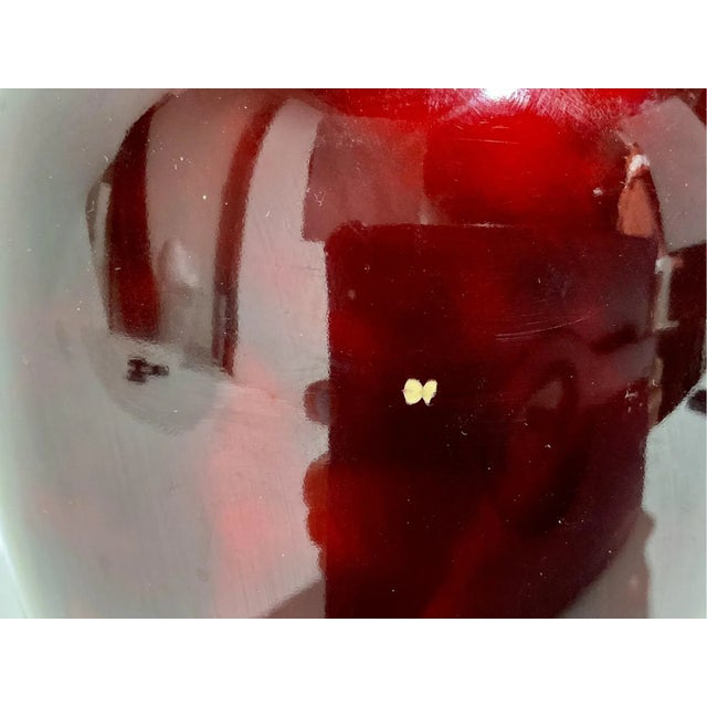 Burgundy 1950s An Asian Porcelain Vase With Textured Landscape Scene For Sale - Image 8 of 10