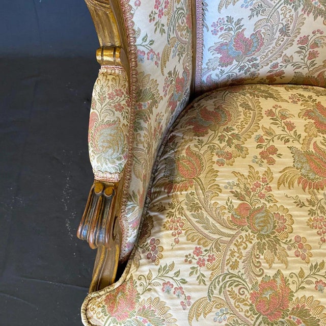 Late 19th Century Exquisite French Louis XV Giltwood Wingback Chairs -A Pair For Sale - Image 5 of 12