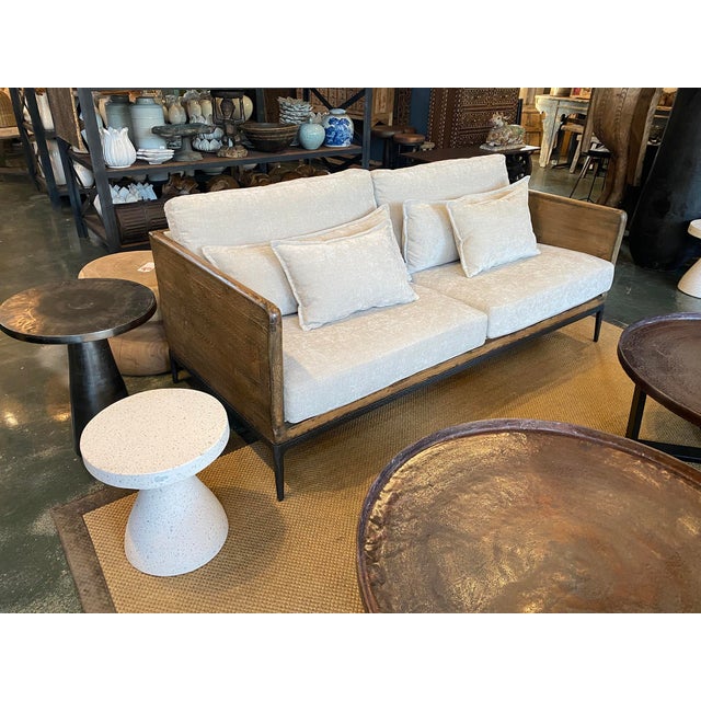 Modern Lodge Wood & Ivory Sofa For Sale In Los Angeles - Image 6 of 8