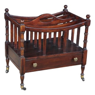 Mid 20th Century English Georgian Style Mahogany Canterbury Magazine Rack Stand 19" For Sale